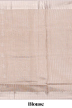 Beige floral butta art tissue saree with with self zari border and plain blouse