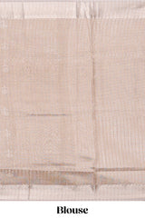 Beige floral butta art tissue saree with with self zari border and plain blouse