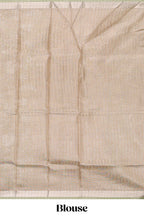 Pale green floral design art tissue saree with self zari border and plain blouse