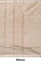 Pale green floral design art tissue saree with self zari border and plain blouse