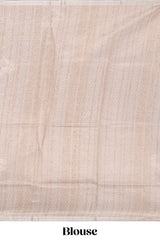 Almond beige unique design art tissue saree with flora design pallu and plain blouse