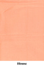 Orange geometric design art tissue saree with self zari border and plain blouse