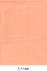 Orange geometric design art tissue saree with self zari border and plain blouse