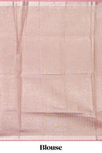 Pink floral design art tissue saree with zari border and Plain blouse