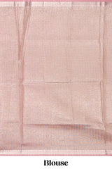 Pink floral design art tissue saree with zari border and Plain blouse