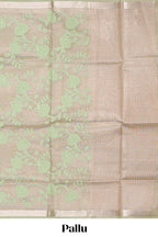 Moss green floral design art tissue saree with zari border and Plain blouse