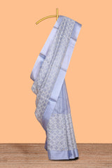 Lavender shade unique design art tissue saree with zari border and plain blouse