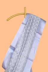 Lavender shade unique design art tissue saree with zari border and plain blouse