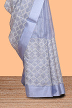 Lavender shade unique design art tissue saree with zari border and plain blouse