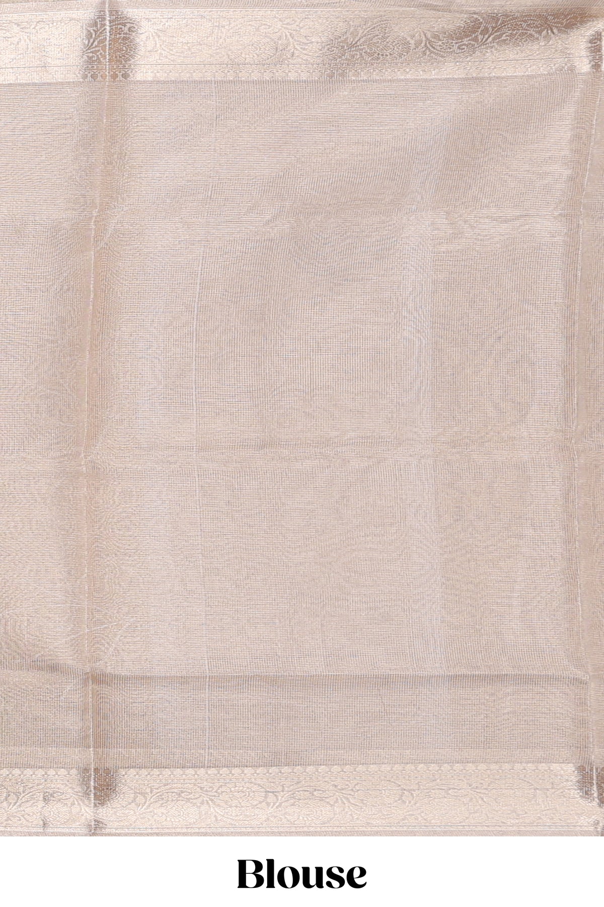 Antique Gold floral vine design art tissue saree with zari border and plain blouse