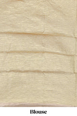 Rose gold color butta designs art tissue saree with zari border and plain blouse