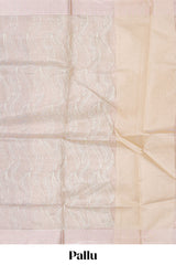 Ivory leaf patterned zari design art tissue saree with zari border and plain blouse