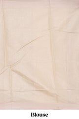 Ivory leaf patterned zari design art tissue saree with zari border and plain blouse