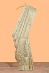 Gold color zari butta design art tissue saree with self zari border and Matching blouse