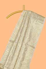 Gold color zari butta design art tissue saree with self zari border and Matching blouse