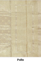 Gold color zari butta design art tissue saree with self zari border and Matching blouse