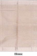 Almond beige Floral vine and ornamental motifs art tissue saree with self zari border and Matching blouse