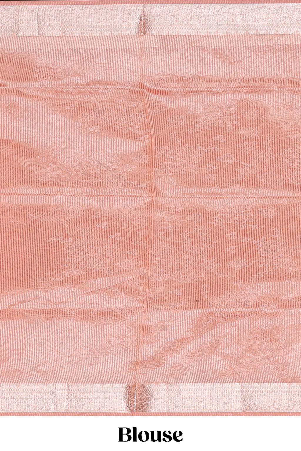 Peach floral design art tissue saree with self zari border and Matching blouse along with the floral designed pallu