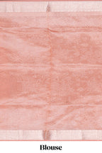 Peach floral design art tissue saree with self zari border and Matching blouse along with the floral designed pallu