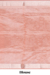 Peach floral design art tissue saree with self zari border and Matching blouse along with the floral designed pallu