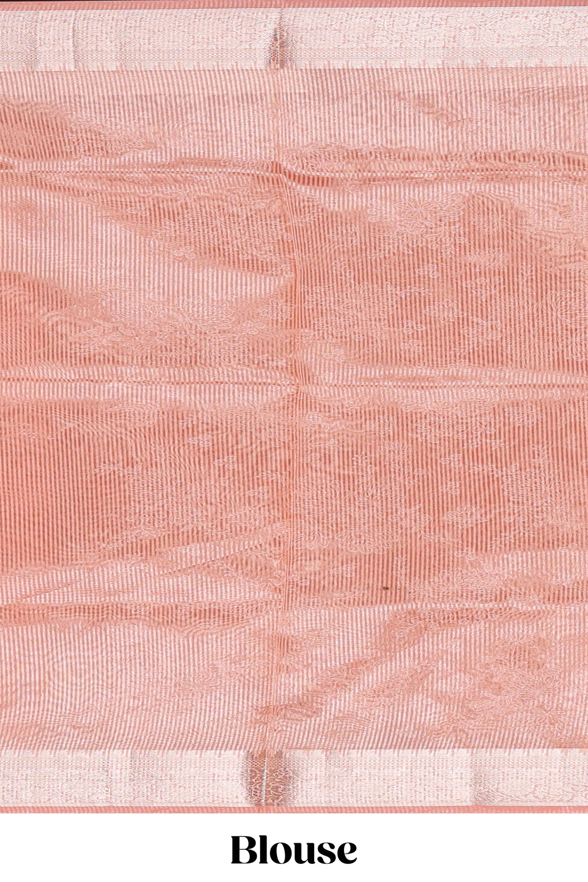 Peach floral design art tissue saree with self zari border and Matching blouse along with the floral designed pallu