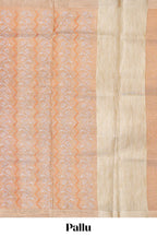 Copper geometric and floral motifs art tissue saree with self zari border and contrastr blouse