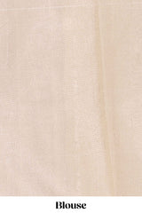 Pearl Ivory flowing leaf and wavy vine pattern art tissue saree with self zari border and contrastr blouse