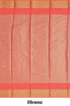 Peach motifs design tissue saree with contrast border and matching blouse