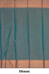 Brick red striped tissue saree with contrast zari border and blouse