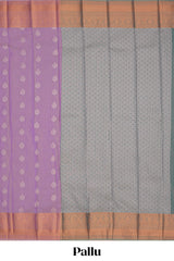 Lavender striped tissue saree with contrast zari border and blouse