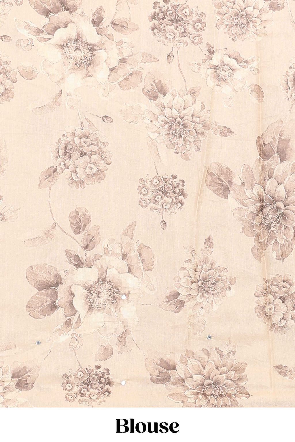 Borderless beige floral designed art tissue saree with self pallu and matching blouse