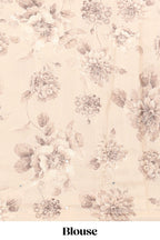 Borderless beige floral designed art tissue saree with self pallu and matching blouse