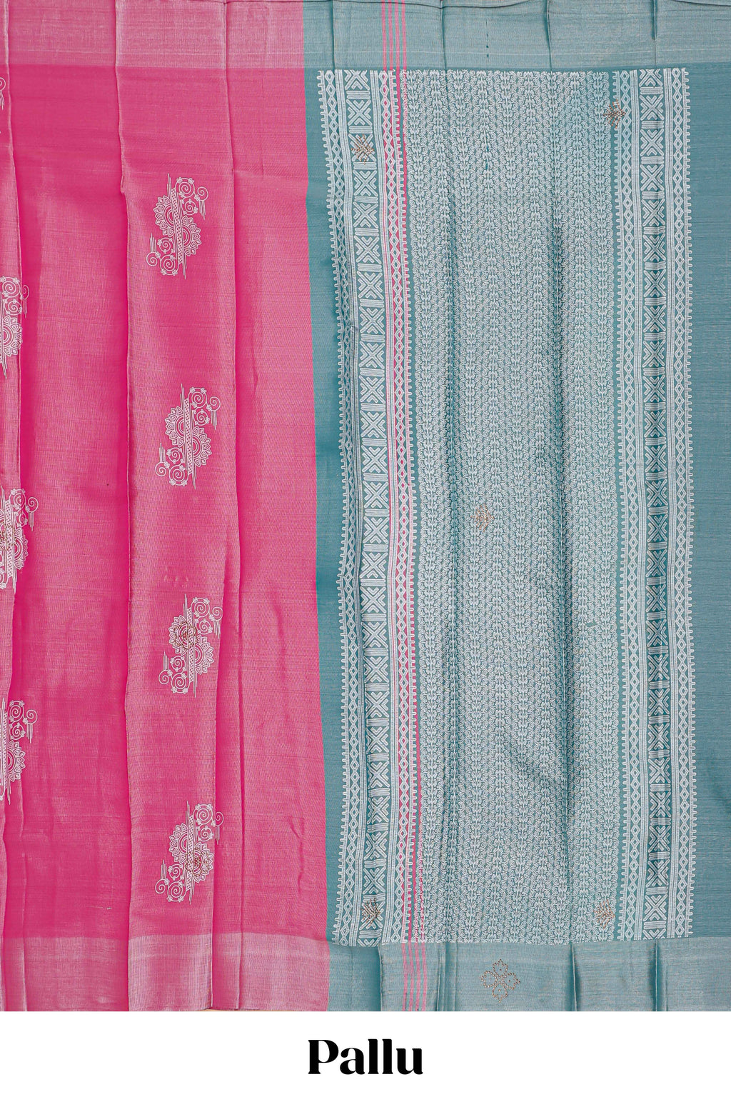 Borderless Pink floral motifs art tissue saree with contrast  pallu and blouse