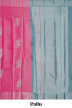 Borderless Pink floral motifs art tissue saree with contrast  pallu and blouse