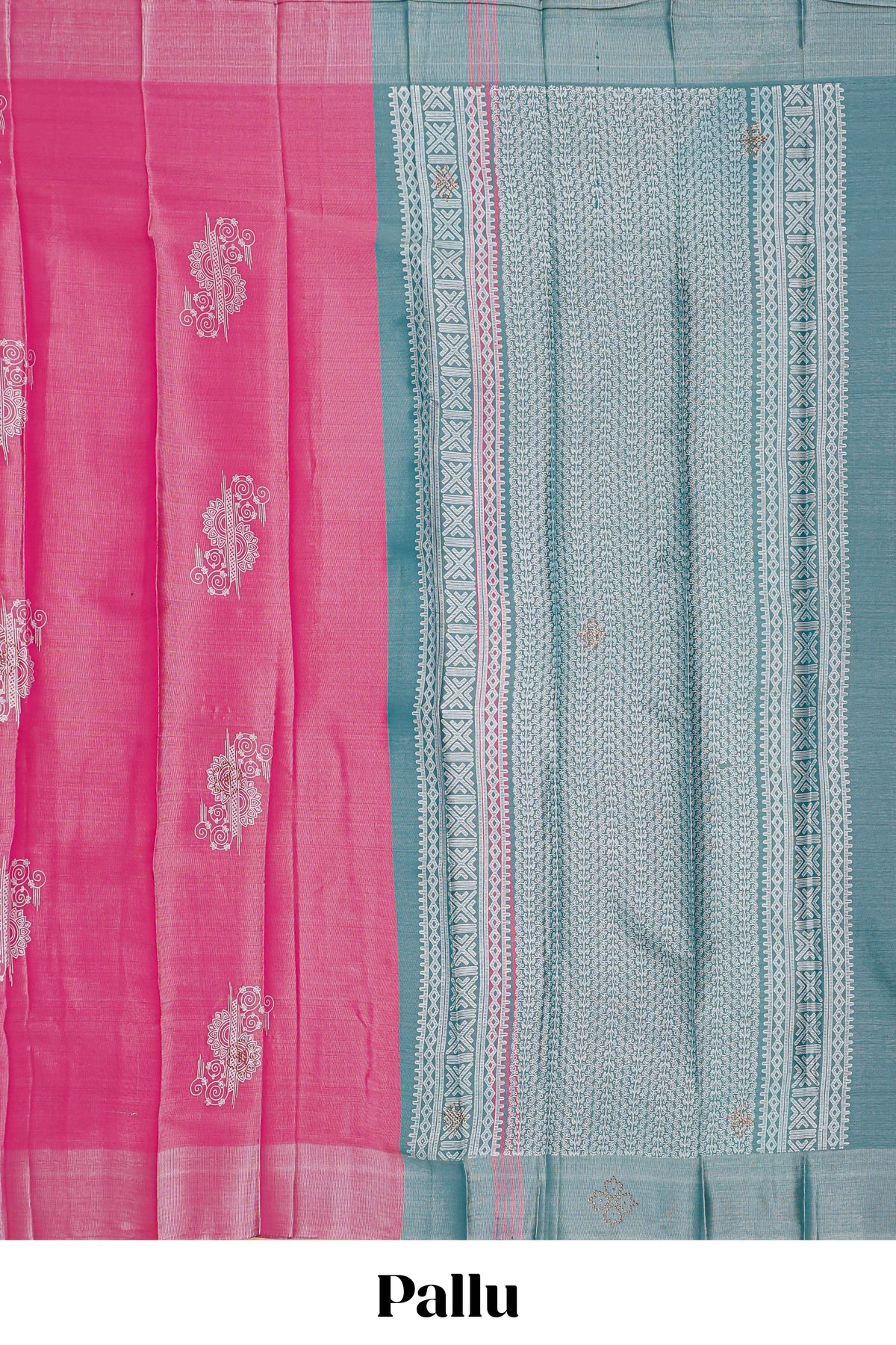 Borderless Pink floral motifs art tissue saree with contrast  pallu and blouse