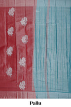 Borderless onion pink floral motifs art tissue saree with contrast  pallu and blouse