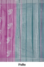 Borderless pink floral motifs art tissue saree with contrast  pallu and blouse