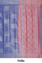 Borderless lavender geometric floral motifs art tissue saree with contrast  pallu and blouse