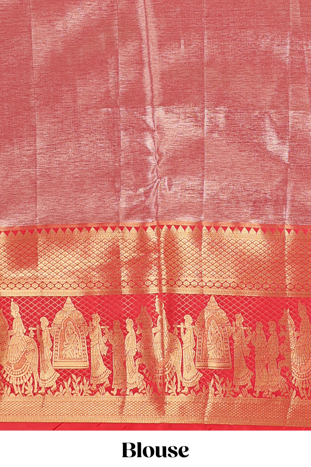 Light blue geometric checked  floral motifs design with contrast palak zari design border and blouse
