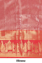 Light blue geometric checked  floral motifs design with contrast palak zari design border and blouse