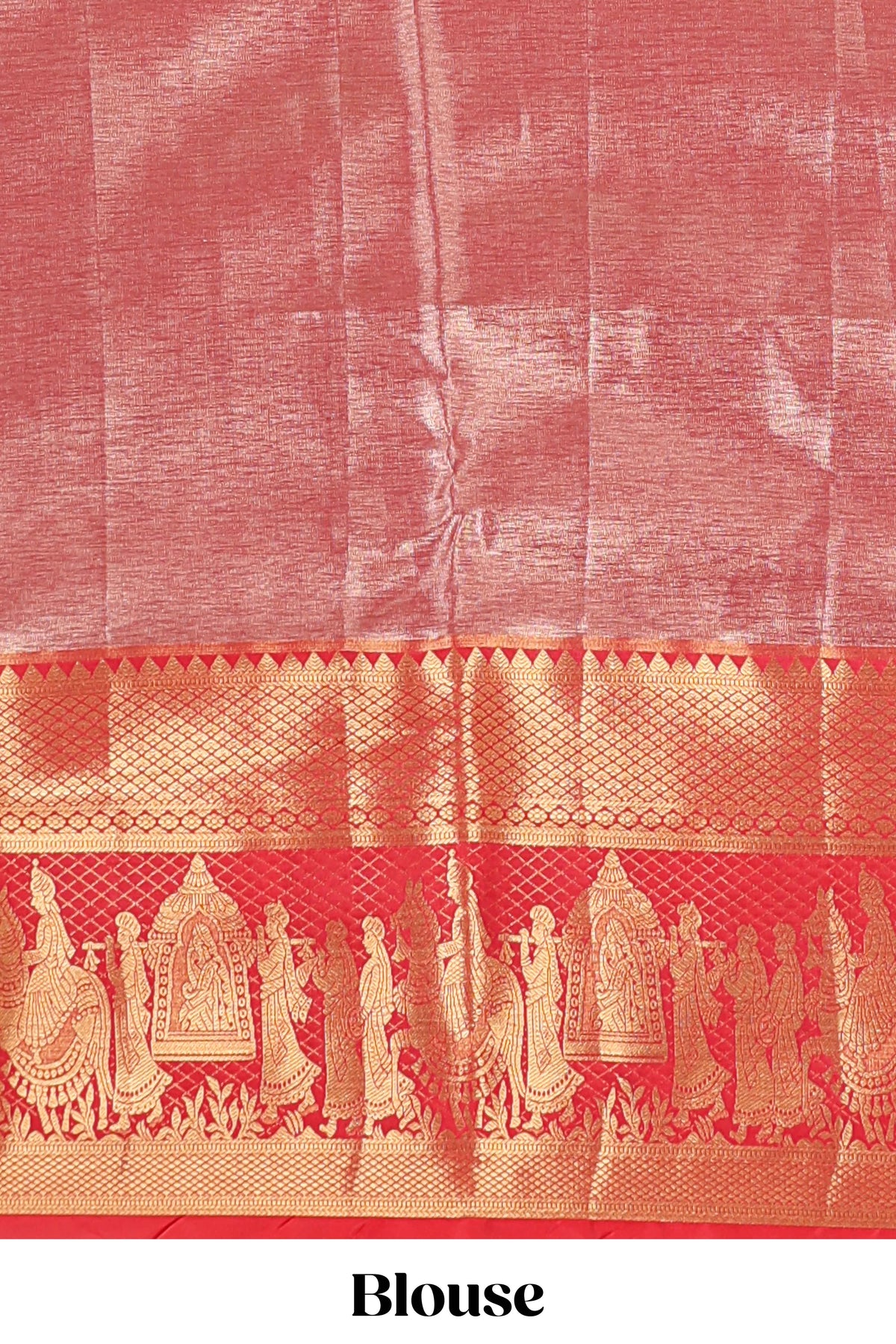 Light blue geometric checked  floral motifs design with contrast palak zari design border and blouse