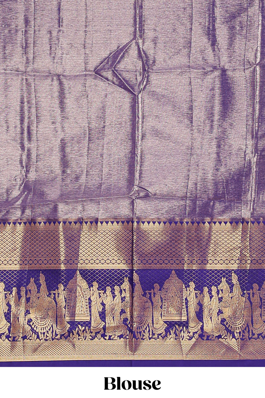 Orange geometric checked  floral motifs design with contrast palak zari design border and blouse