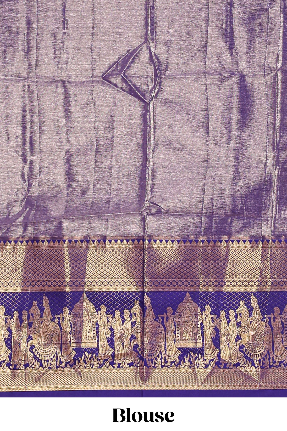 Orange geometric checked  floral motifs design with contrast palak zari design border and blouse