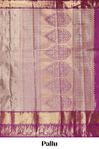 Peach geometric checked  floral motifs design with contrast palak zari design border and blouse
