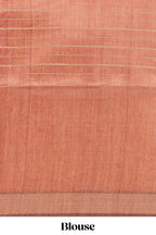 Lavender striped floral design semi tussar saree with contrast border and striped blouse