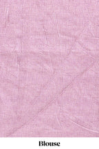 Borderless pink floral motifs art tussar saree with matching blouse and floral design pallu