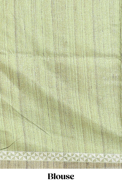 Cream peacock motifs tussar saree with contrast border and peacock printed pallu