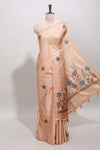 Borderless orange floral motifs art tussar saree with matching blouse and floral design pallu