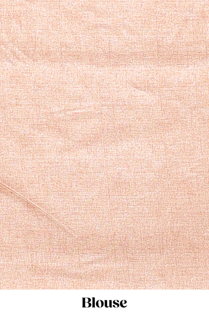 Borderless orange floral motifs art tussar saree with matching blouse and floral design pallu