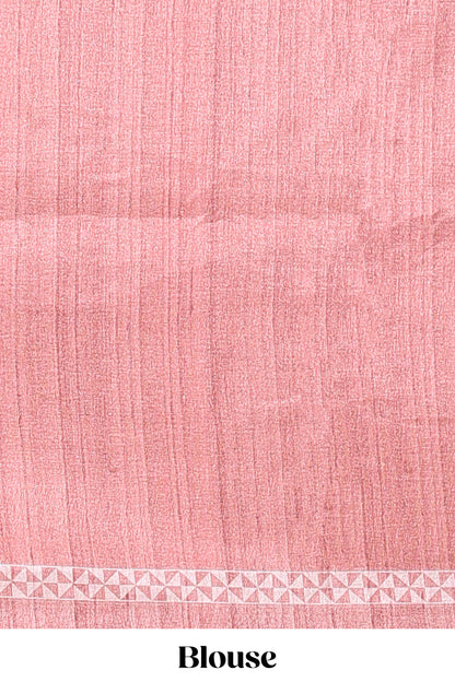 Cream peacock motifs tussar saree with contrast peach border and peacock printed pallu